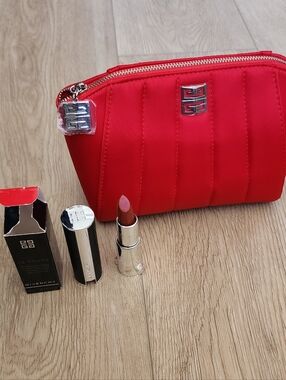 New Givenchy Iconic Red Makeup Pouch Bag + Lipstick Gift Rouge 333 New